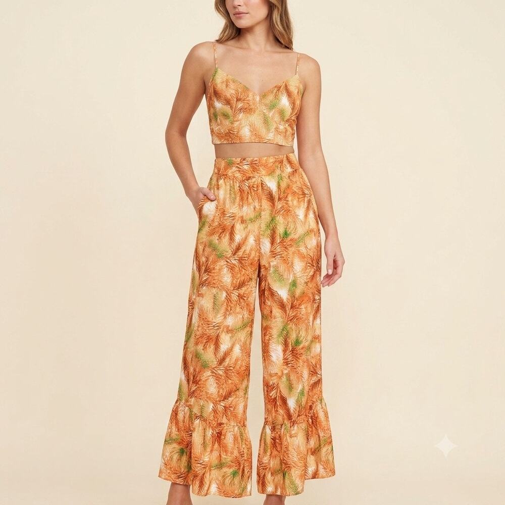 357-Chicways 2-Piece Bohemian Pants and Top size M NWOT / Waist 13”-16”